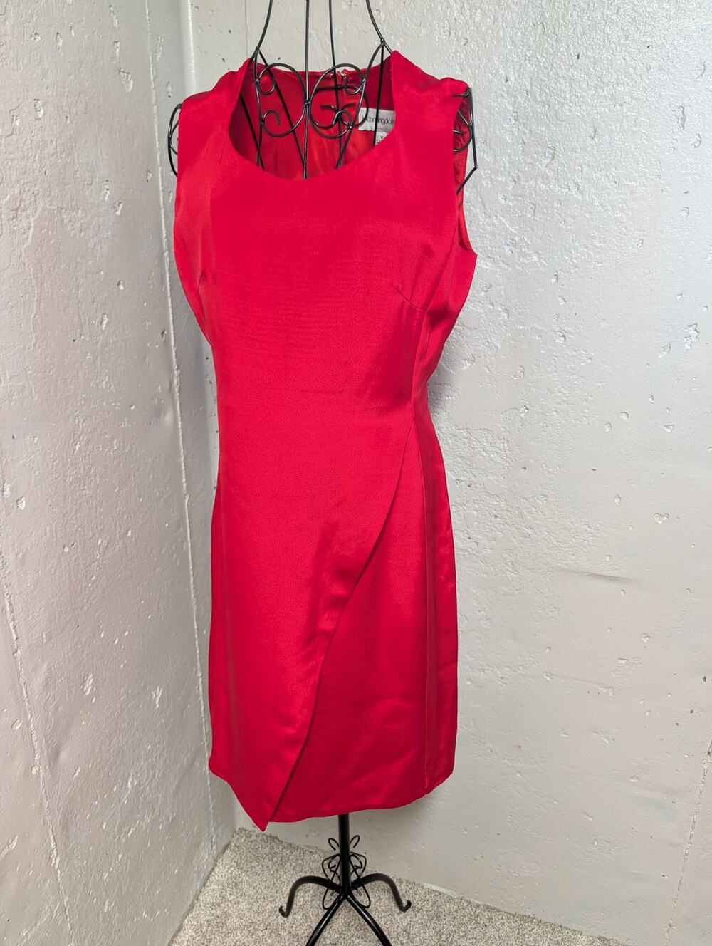 Bloomingdale’s 100% Silk Red Asymmetrical Cocktail Sheath Dress